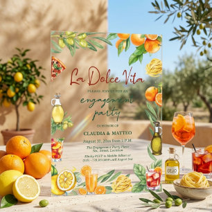 La Dolce Vita Italian Citrus Engagement Party Acrylic Invitations