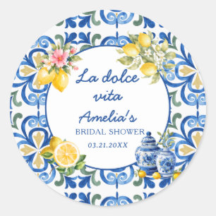 la Dolce Vita Italian Dinner lemon bridal shower Classic Round Sticker