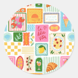 La Dolce Vita Italian French Personalised Colourfu Classic Round Sticker