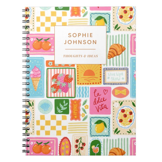 La Dolce Vita Italian French Personalised Colourfu Notebook (Front)
