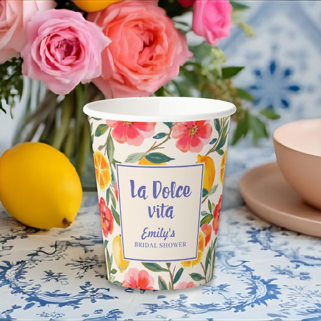 La Dolce Vita Italian Lemon Bridal Shower Paper Cups (Creator Uploaded)
