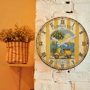 La Dolce Vita Italian Lemon Coast Decor Large Clock