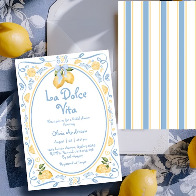 La Dolce Vita Italian Lemon Floral Bridal Shower I Invitation (Creator Uploaded)