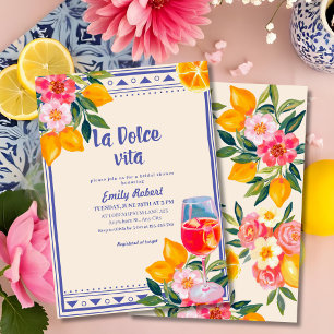 La Dolce Vita Italian Lemon Floral Bridal Shower Invitation