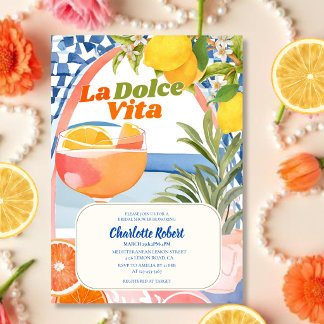 La dolce vita Italian Lemon summer Bridal shower Invitation