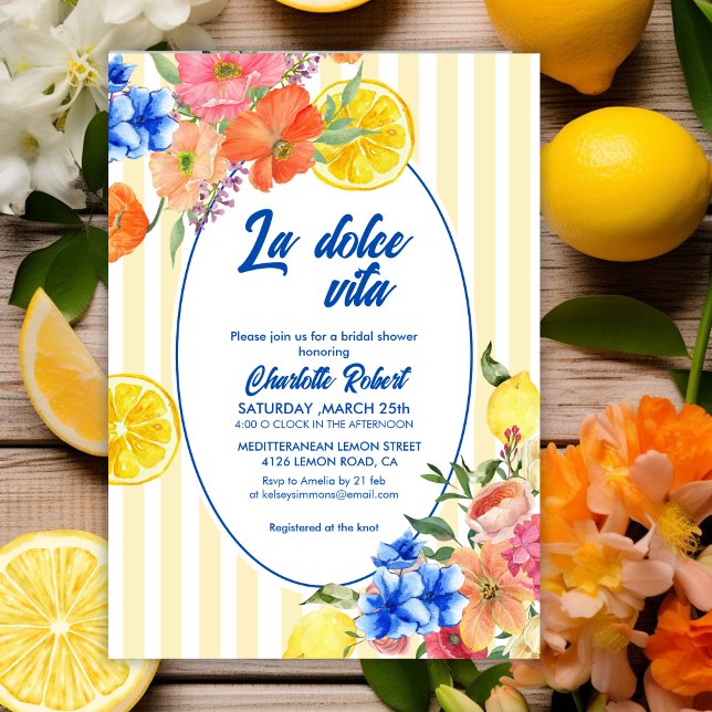 La dolce vita Italian Lemon summer Bridal shower Invitation (Creator Uploaded)