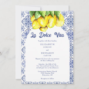 La Dolce Vita Italian Lemon Tile Wedding Details Invitation