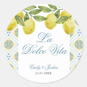 La Dolce Vita Italian Lemon Wedding Classic Round Sticker