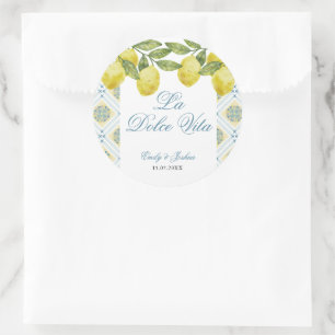 La Dolce Vita Italian Lemon Wedding Classic Round Sticker