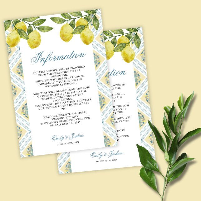 La Dolce Vita Italian Lemon Wedding Details Enclosure Card (Creator Uploaded)