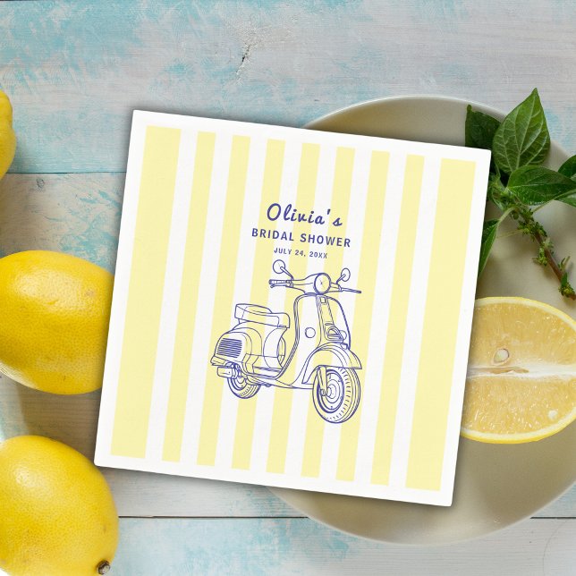 La Dolce Vita Italian Lemon Yellow Bridal Shower Napkin (Creator Uploaded)