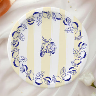 La Dolce Vita Italian Lemon Yellow Bridal Shower Paper Plate