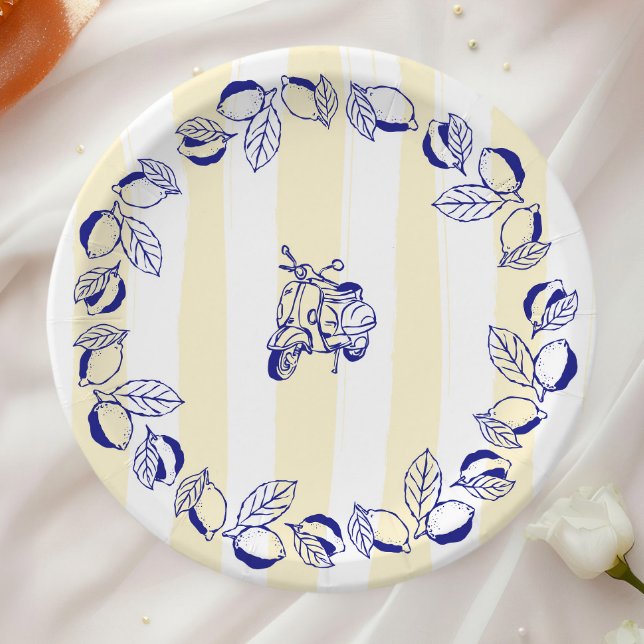 La Dolce Vita Italian Lemon Yellow Bridal Shower Paper Plate (Creator Uploaded)
