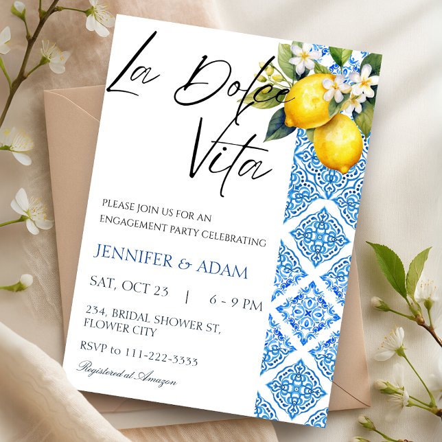 La Dolce Vita Italian Mediterranean Engagement  Invitation (La Dolce Vita Italian Mediterranean Engagement Invitation)