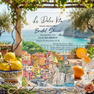 La Dolce Vita Italian Riviera Bridal Shower Acrylic Invitations