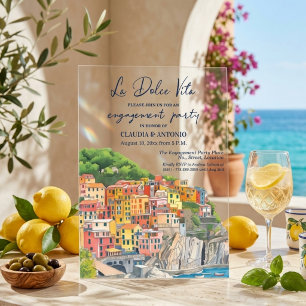 La Dolce Vita Italian Riviera Engagement Party Acrylic Invitations
