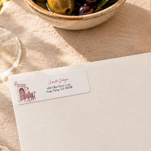 La dolce vita Italian sketch bridal shower Address Return Address Label
