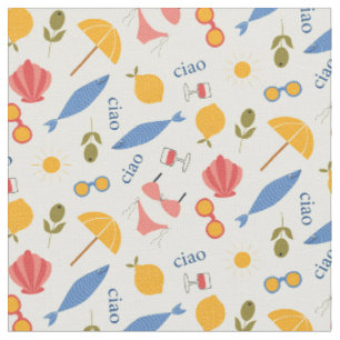 La Dolce Vita Italian Summer beach food pattern Fabric