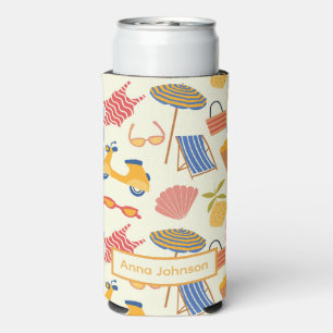 La dolce Vita Italian summer beach Pattern custom Seltzer Can Cooler