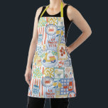 La Dolce Vita Italian Summer Lemon Mediterranean  Apron<br><div class="desc">A playful Mediterranean-inspired pattern featuring a yellow scooter,  lemons,  pasta,  seafood,  tiles,  and Italian lifestyle elements with the phrases “La Dolce Vita” and “Ciao.” The soft pastel palette and travel motifs capture the relaxed charm of an Italian summer.</div>