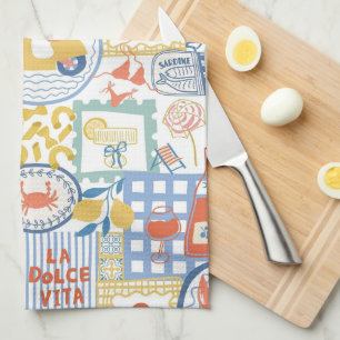 La Dolce Vita Italian Summer Lemon Mediterranean  Tea Towel