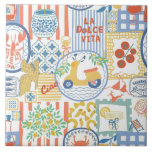 La Dolce Vita Italian Summer Lemons Mediterranean  Ceramic Tile<br><div class="desc">A playful Mediterranean-inspired pattern featuring a yellow scooter,  lemons,  pasta,  seafood,  tiles,  and Italian lifestyle elements with the phrases “La Dolce Vita” and “Ciao.” The soft pastel palette and travel motifs capture the relaxed charm of an Italian summer.</div>