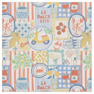 La Dolce Vita Italian Summer Lemons Mediterranean  Fabric