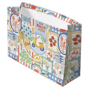 La Dolce Vita Italian Summer Lemons Mediterranean Large Gift Bag