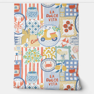 La Dolce Vita Italian Summer Lemons Mediterranean  Wallpaper