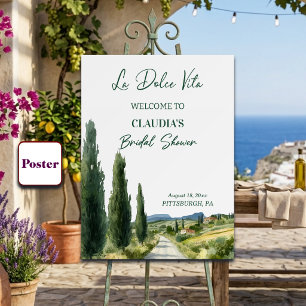 La Dolce Vita Italian View Bridal Shower Welcome Poster