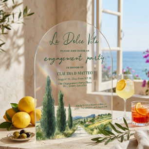 La Dolce Vita Italian View Engagement Party Acrylic Invitations