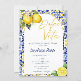 La Dolce Vita Lemon Amalfi Positano Bridal Shower Invitation