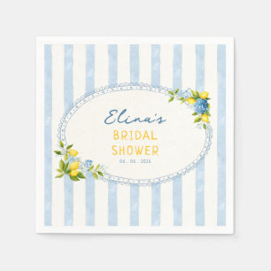 La dolce vita lemon blue hydrangea bridal shower napkin
