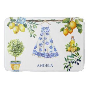 La Dolce Vita Lemon Blue Italy  Bath Mat