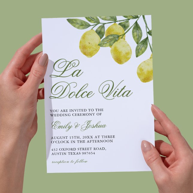 La Dolce Vita Lemon Branch Elegant Wedding Invitation (Creator Uploaded)