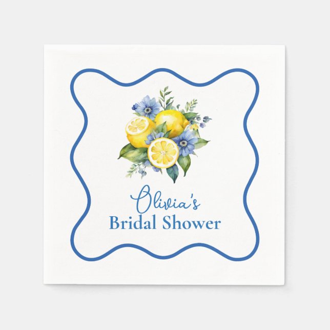 La Dolce Vita Lemon Bridal Shower Napkin (Front)