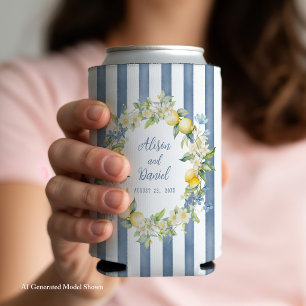 La Dolce Vita Lemon Floral Wedding Can Cooler
