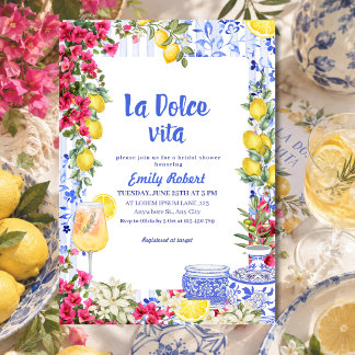 La Dolce Vita Lemon Mediterranean Bridal Shower Invitation