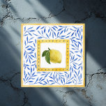 "La Dolce Vita" Lemon Mediterranean Italian Design Ceramic Tile<br><div class="desc">Bring a touch of Mediterranean elegance to your "La Dolce Vita" wedding theme with this beautiful tile design. Featuring a vibrant yellow lemon framed by golden accents and surrounded by a classic blue leaf pattern, this versatile design is perfect for wedding décor, signage, or keepsakes. Ideal for Italian or Mediterranean-inspired...</div>