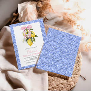 La Dolce Vita Lemon Pink Bow Bridal Shower Invitation