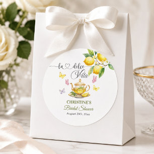 La Dolce Vita Lemon Teapot Bridal Shower Classic Round Sticker