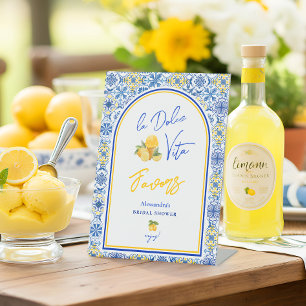 La Dolce Vita Lemon Tile Bridal Shower Favour Pedestal Sign