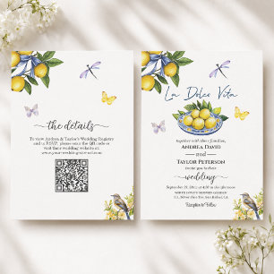 La Dolce Vita Lemons Bird All in One Wedding Invitation