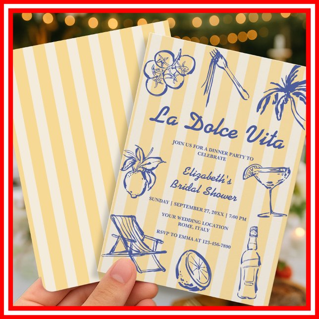 La Dolce Vita Lemons Italian Bridal Shower Invitation (Creator Uploaded)