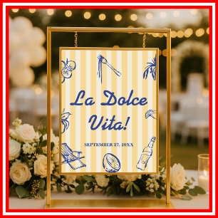La Dolce Vita Lemons Italian Bridal Shower Welcome Poster