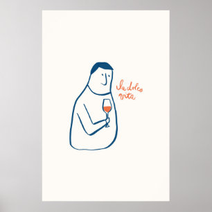 La Dolce Vita Man Red Wine Glass Print Elegant