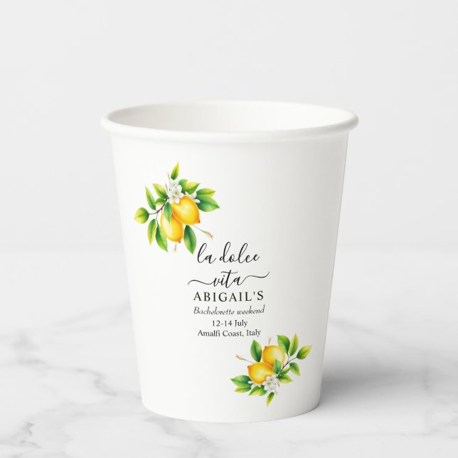La Dolce Vita Mediterranean bachelorette weekend Paper Cups (Back)