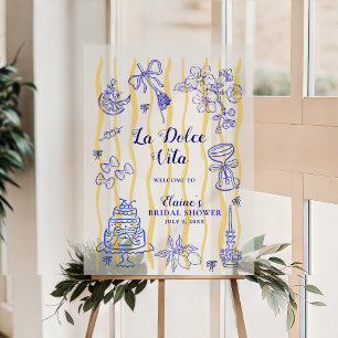 La Dolce Vita Mediterranean Bridal Shower Welcome Acrylic Sign