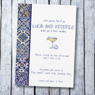 La Dolce Vita mediterranean Italian blue tile Invitation