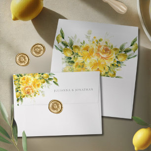 La Dolce Vita Mediterranean Italian Lemon Wedding Envelope